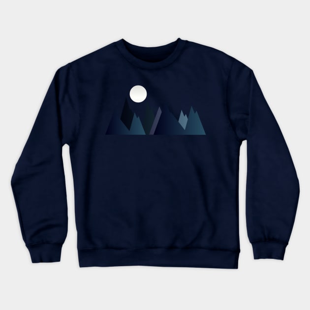 MOON AND MOUNTAINS, GEOMETRIC LANDSCAPE Crewneck Sweatshirt by SAMUEL FORMAS